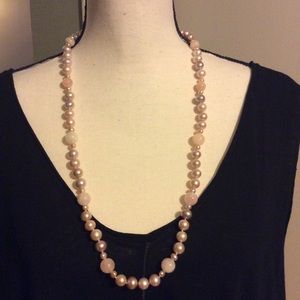 Pink Freshwater Pearl and Rose Quartz Necklace NWT